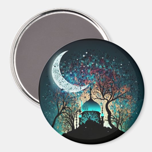Moonlit Sanctuary Islamic Masjid Fridge Magnet (Voorkant / Achterkant)