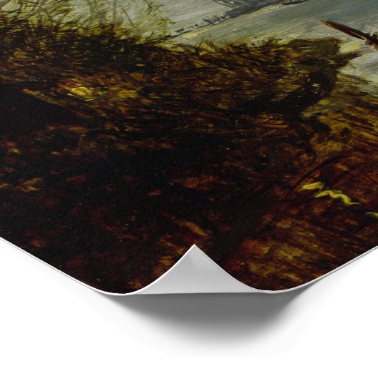 Moonlit Scene met Gondola Poster (Hoek)