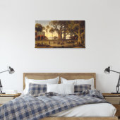 Moonlit Scene of Indian Figures and Elephants amon Canvas Afdruk (Insitu (Slaapkamer))