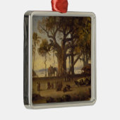 Moonlit Scene of Indian Figures and Elephants amon Metalen Ornament (Rechts)