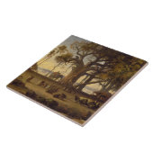 Moonlit Scene of Indian Figures and Elephants amon Tegeltje (Zijkant)