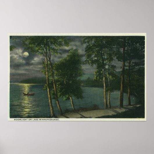 Moonlit Scene op het meer Poster (Voorkant)