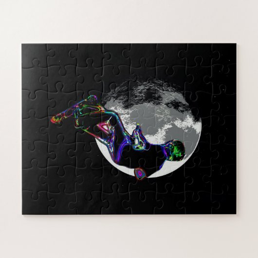 Moonlit Scooter Champ - Scooter Boy Artwork Legpuzzel (Horizontaal)