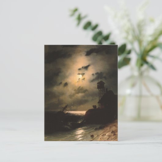 Moonlit Seascape met scheepswrak Briefkaart (Staand voorkant)