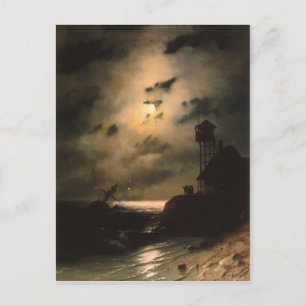Moonlit Seascape met scheepswrak Briefkaart