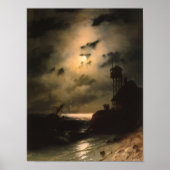 Moonlit Seascape With Shipwreck Poster (Voorkant)