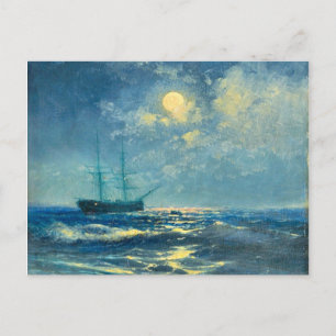 Moonlit Seaview, fijn kunstschilderij Briefkaart