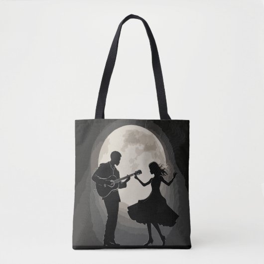 Moonlit Serenade: Silhouette Romance Dans Tote Bag (Voorkant)