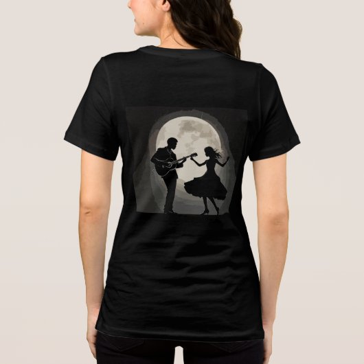 Moonlit Serenade: Silhouette Romance Dans Tri-Blend Shirt (Achterkant)