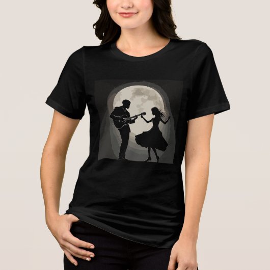 Moonlit Serenade: Silhouette Romance Dans Tri-Blend Shirt (Voorkant)
