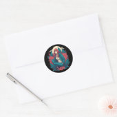 Moonlit Serenity: een reflectie van een roodharige Ronde Sticker (Envelop)