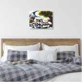 Moonlit Serenity Een Slumberende Wolf 16x12 Canvas Afdruk (Insitu (Slaapkamer))