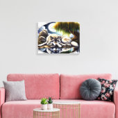 Moonlit Serenity Een Slumberende Wolf 16x12 Canvas Afdruk (Insitu (Woonkamer))