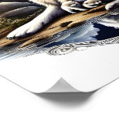 Moonlit Serenity Een Slumberende Wolf 16x12 Poster (Hoek)