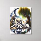 Moonlit Serenity Een Slumberende Wolf 16x20 Canvas Afdruk (Voorkant)