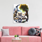 Moonlit Serenity Een Slumberende Wolf 16x20 Canvas Afdruk (Insitu (Woonkamer))