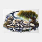 Moonlit Serenity Een Slumberende Wolf 36x24 Deurmat (Voorkant)