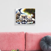 Moonlit Serenity Een Slumbering Wolf 10x8 Canvas Afdruk (Insitu (Woonkamer))
