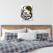 Moonlit Serenity Een Slumbering Wolf 12x16 Canvas Afdruk (Insitu (Slaapkamer))