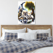 Moonlit Serenity Een Slumbering Wolf 18x24 Canvas Afdruk (Insitu (Slaapkamer))