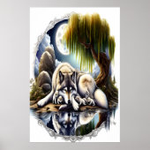 Moonlit Serenity Een Slumbering Wolf 24x36 Poster (Voorkant)