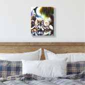 Moonlit Serenity Een Slumbering Wolf 8x10 Canvas Afdruk (Insitu (Slaapkamer))