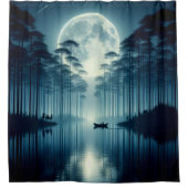 Moonlit Serenity: het nachtlandschap van de Natuur Douchegordijn (Voorkant)