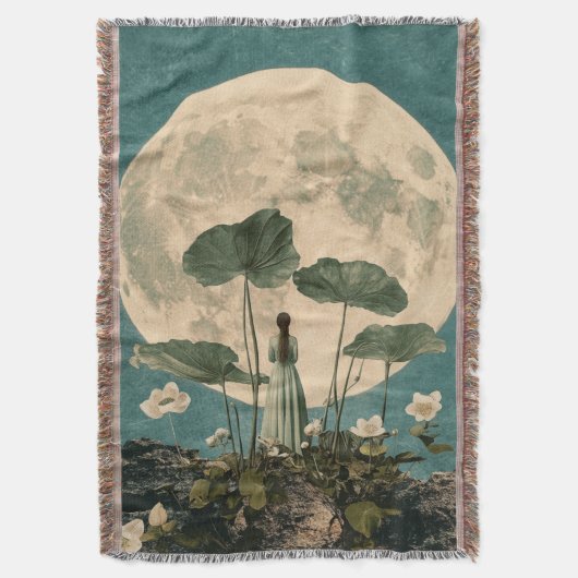 Moonlit Serenity – Lotus Scene Deken (Voorkant Verticaal)