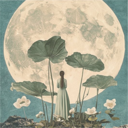 Moonlit Serenity –  Lotus Scene Sticker (Voorkant)