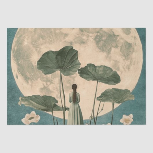 Moonlit Serenity –  Lotus Scene Tissuepapier (Voorkant)
