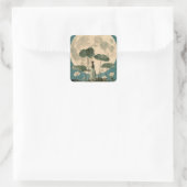 Moonlit Serenity – Lotus Scene Vierkante Sticker (Tas)