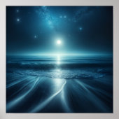 Moonlit Serenity: Strand onder de sterrenhemel Poster (Voorkant)