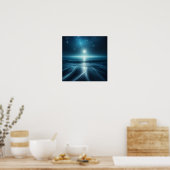 Moonlit Serenity: Strand onder de sterrenhemel Poster (Keuken)