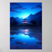 Moonlit Serenity, Witte Wempel Temple Poster (Voorkant)