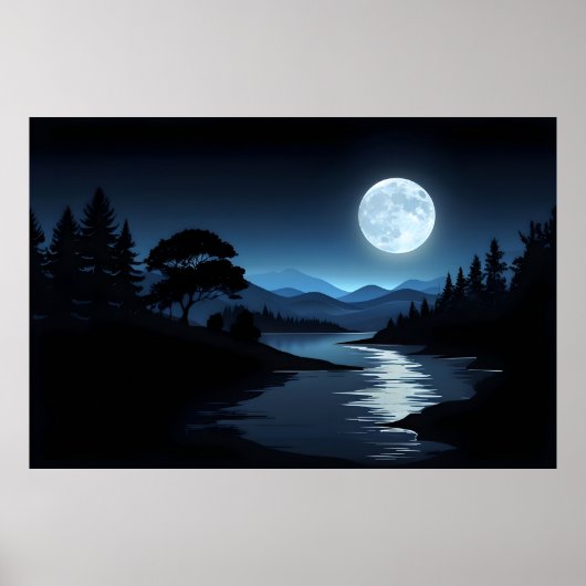 Moonlit Silence – Serene Landscape Poster (Voorkant)