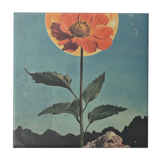 Moonlit Sinaasappel Bloom -  Boho Charm (2) Tegeltje (Voorkant)