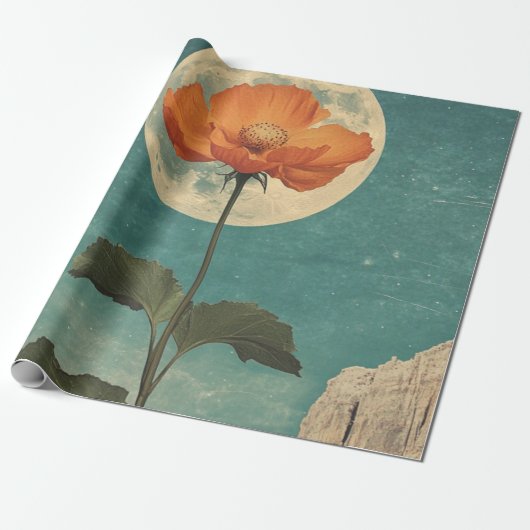 Moonlit Sinaasappel Bloom -  Boho Charm Cadeaupapier (Uitgerold)