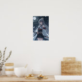 Moonlit Snow Samurai — Elegant Anime Girl Warrior  Poster (Keuken)