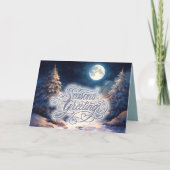 Moonlit Snowy Winter Scene Season's Greetings Feestdagen Kaart (Voorkant)