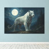Moonlit Sovereign White Tiger | ManJiangHong Fine Canvas Afdruk (Insitu (Houten vloer))