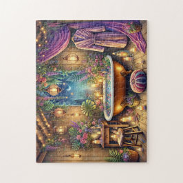 Moonlit Spa Bath Enchanted Night Garden Retreat Legpuzzel