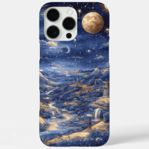Moonlit Starry Dreamland Mythical Blue Design