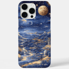 Moonlit Starry Dreamland Mythical Blue Design iPhone 16 Pro Max Hoesje