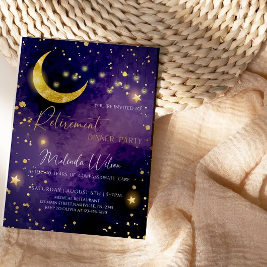 Moonlit Sterrennacht Nurse Retirement Party Kaart