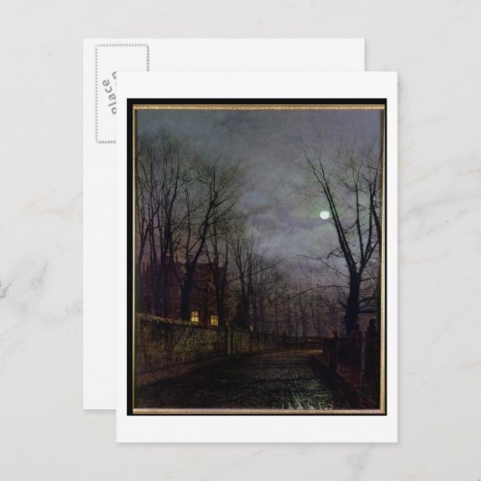 Moonlit Street Scene, 1882 (olie op canvas) 2 Briefkaart (Voorkant / Achterkant)