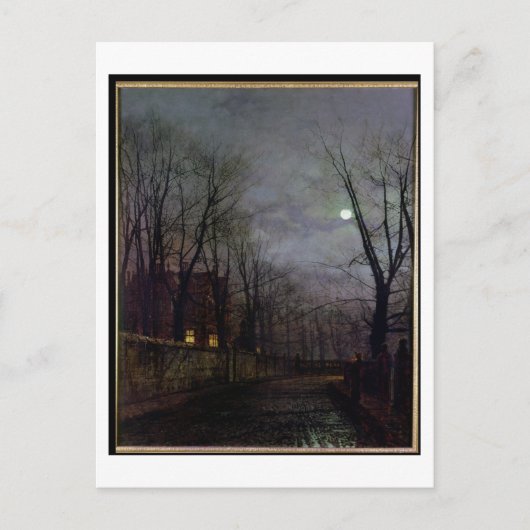 Moonlit Street Scene, 1882 (olie op canvas) 2 Briefkaart (Voorkant)