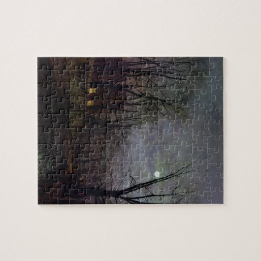 Moonlit Street Scene, 1882 (olie op canvas) 2 Legpuzzel (Horizontaal)