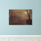 Moonlit Street Scene, 1882 (olie op canvas) Canvas Afdruk (Insitu (Houten vloer))