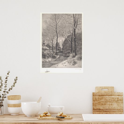 Moonlit Stroll in Winter, Amerikaans Poster met fi (Keuken)