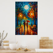 Moonlit Stroll - Romantic Rain Walk Poster (Keuken)